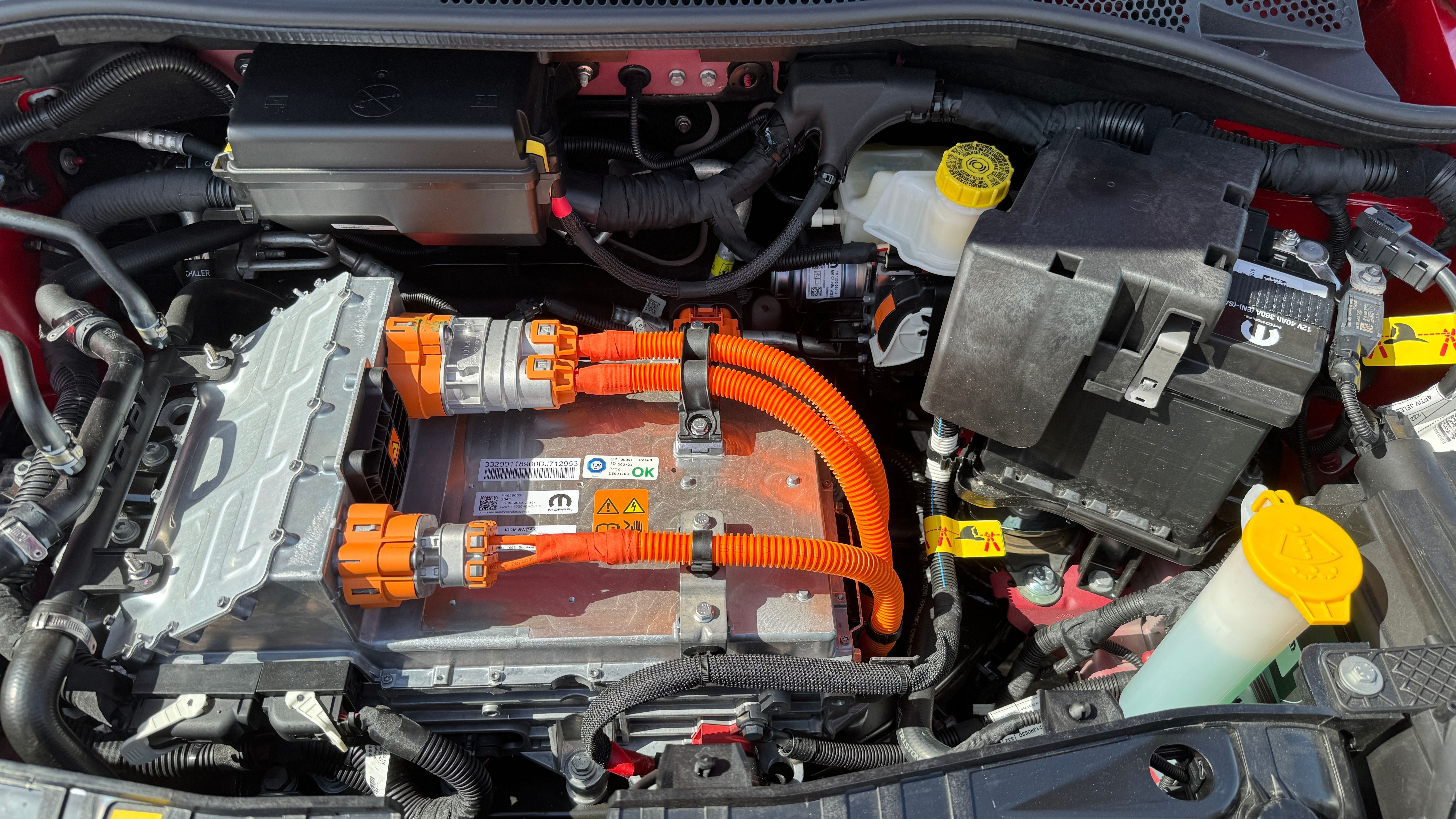 2024 Fiat 500e under the hood