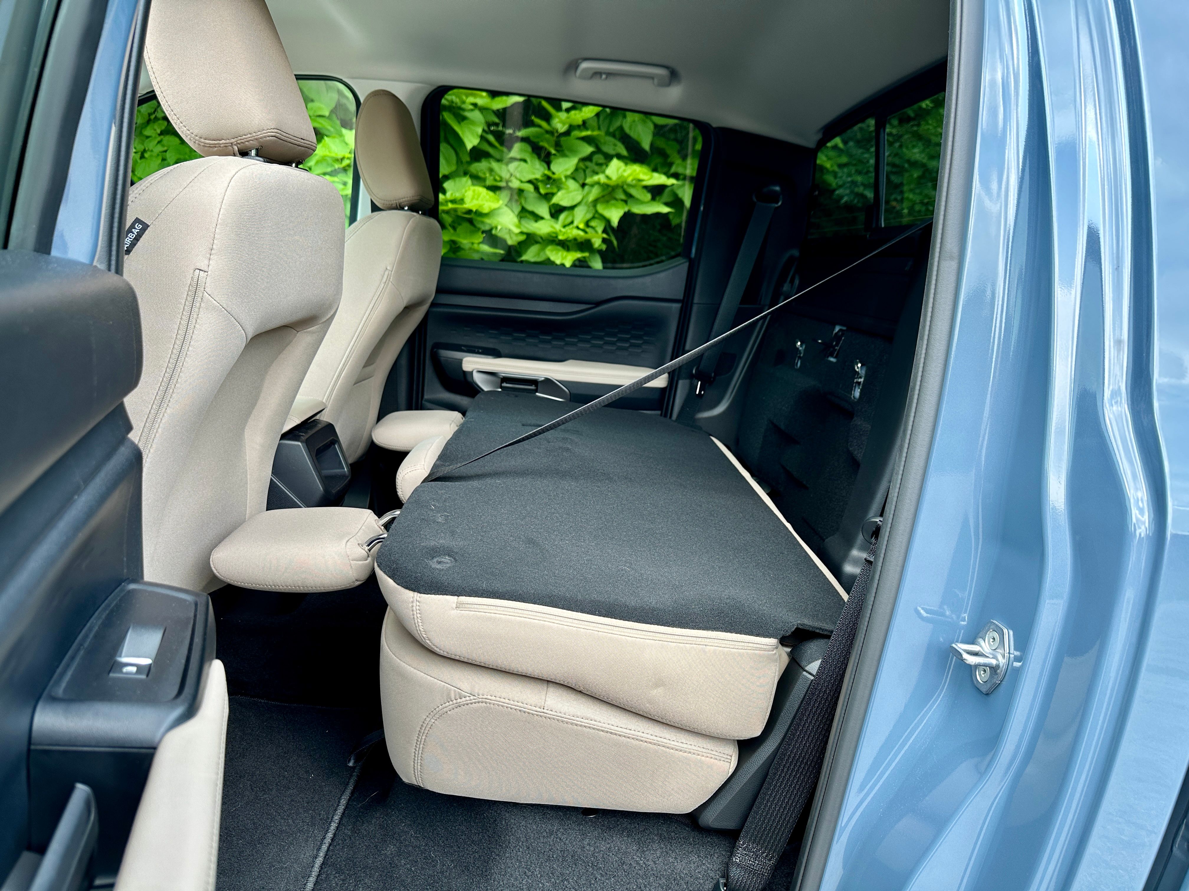 2024-ford-ranger-rear-seats-down-1 The rear seats in the 2024 Ford Ranger folded down