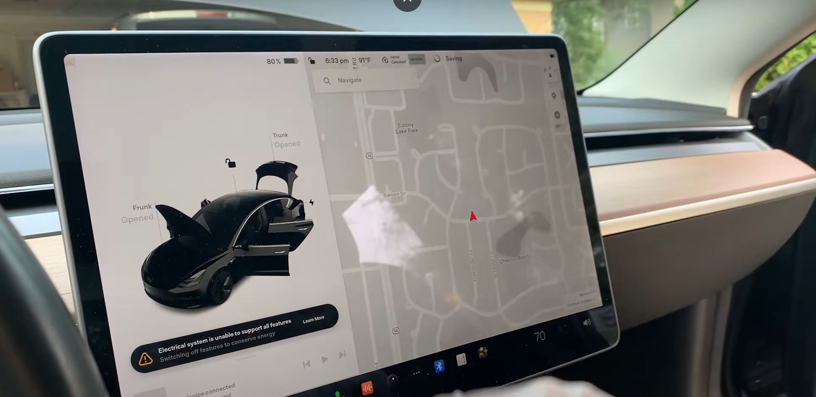 Tesla electrical warning