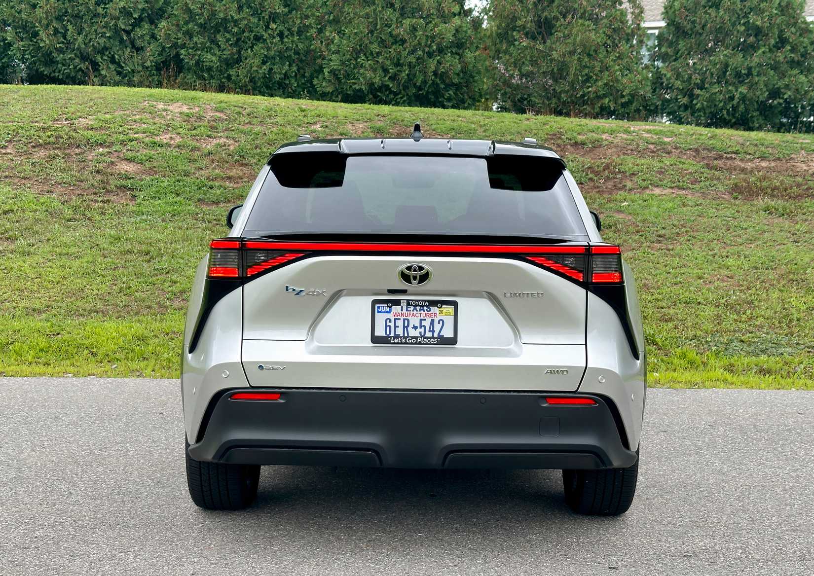 The rear view of the 2024 Toyota bZ4X