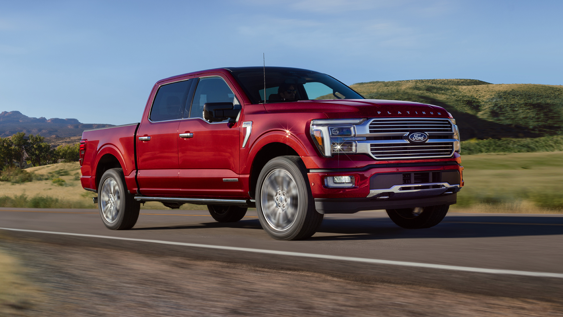Red 2025 ford f150 platinum plus
