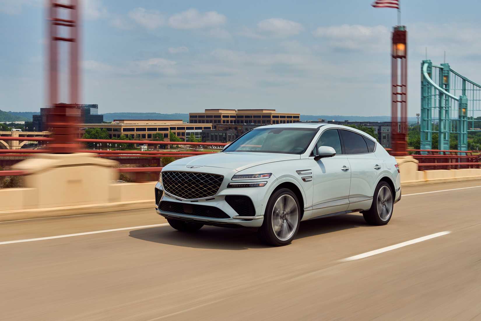 The 2025 Genesis GV80 Coupe on a bridge