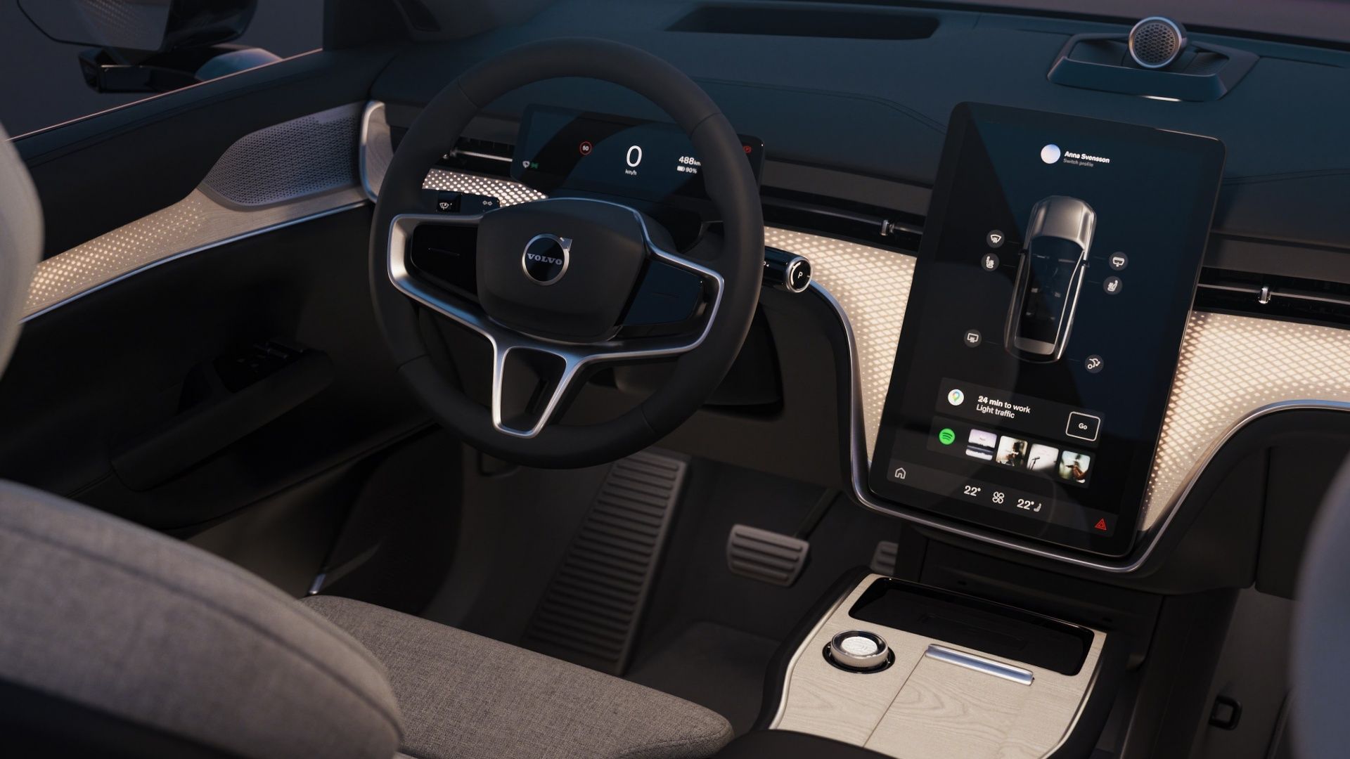 The interior lighting in the 2025 Volvo EX90
