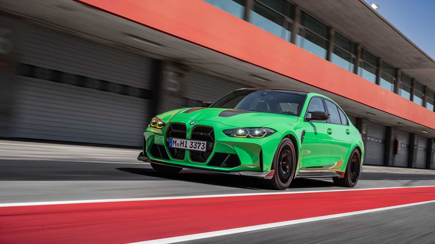 2024 BMW M3 CS Green Front Angle Driving