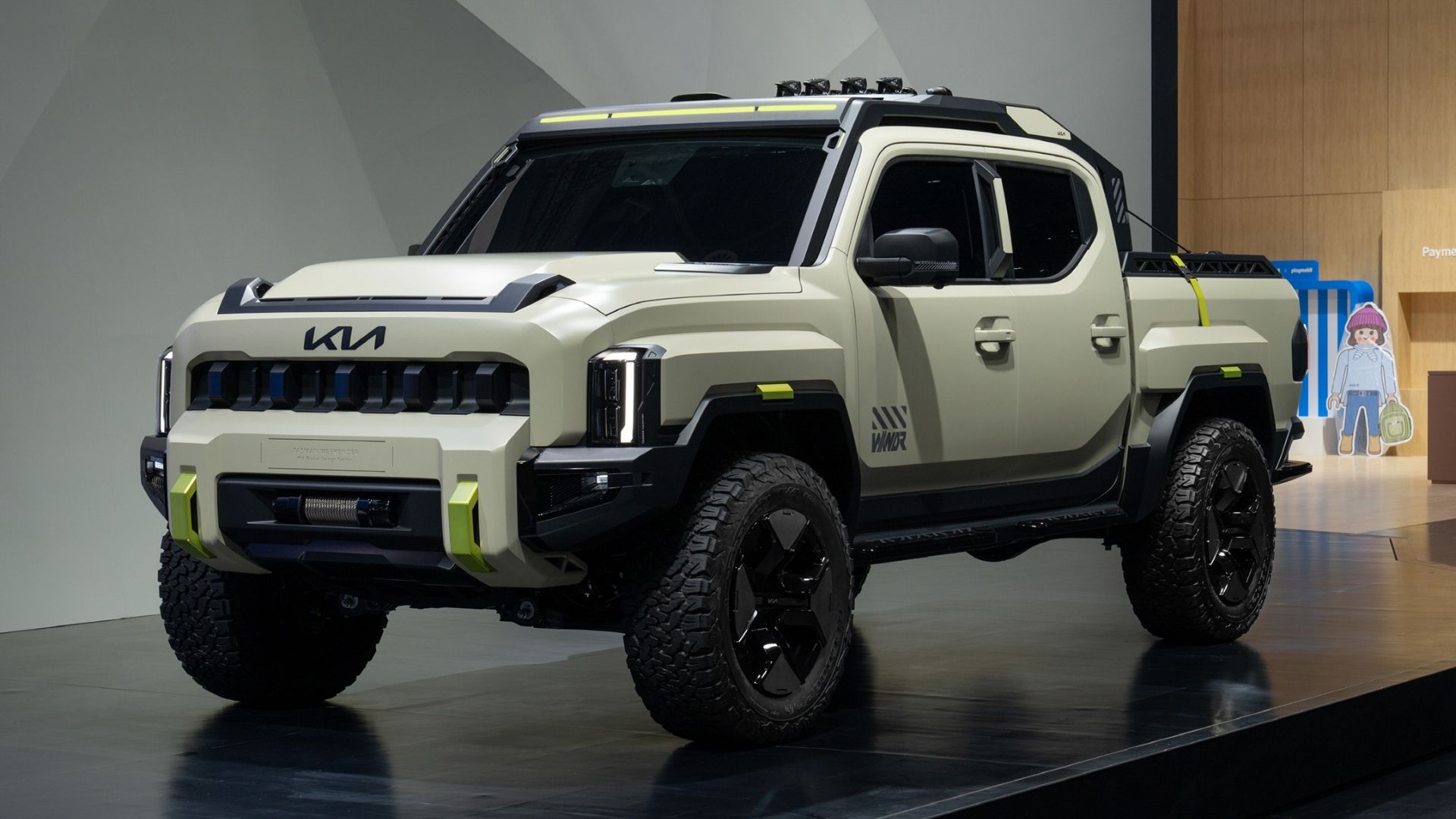 Kia Tasman off-road concept parked on stage