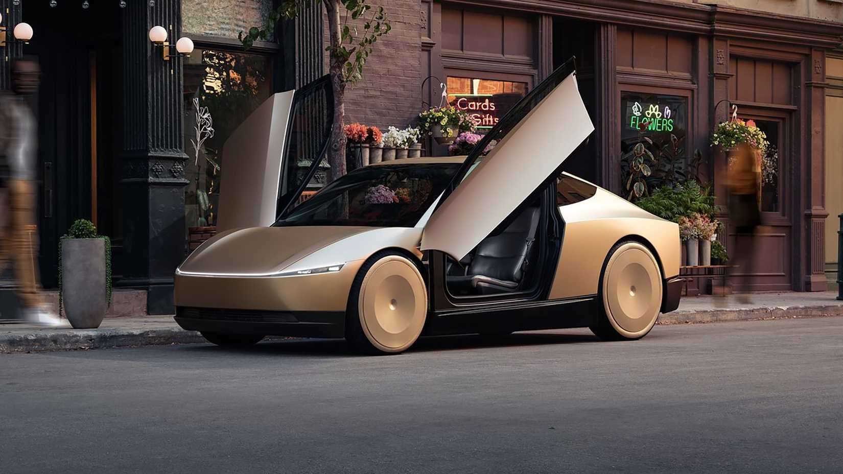 2024 Tesla Cybercab front, three-quarter